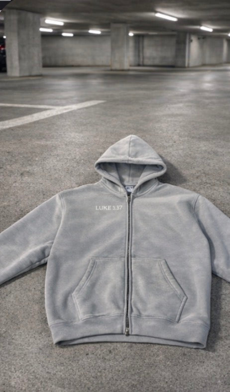 Grey Luke 1:37 Hoodie
